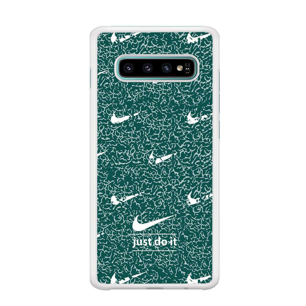 Nike White in Green Patern Samsung Galaxy S10 Case-Oxvistore