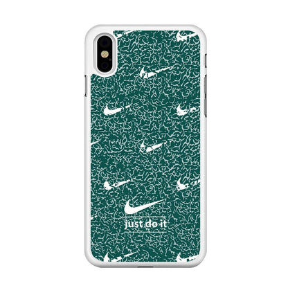 Nike White in Green Patern iPhone XS Case-Oxvistore