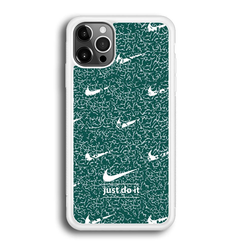 Nike White in Green Patern iPhone 12 Pro Case-Oxvistore