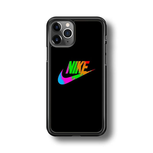 Nike Word Rainbow iPhone 11 Pro Max Case-Rubber Black (2D Case)-Oxvistore