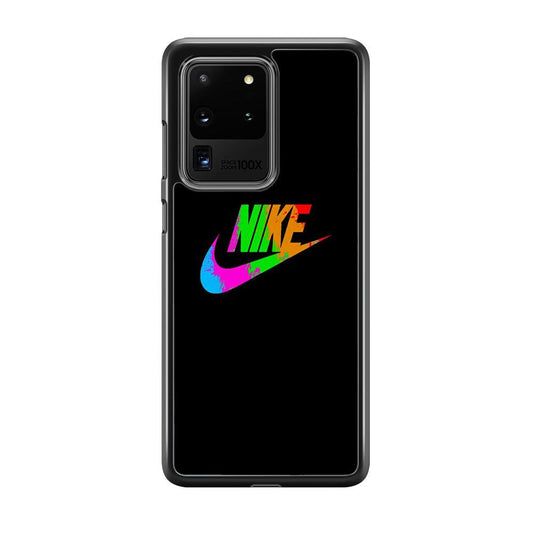 Nike Word Rainbow Samsung Galaxy S20 Ultra Case-Rubber Black (2D Case)-Oxvistore