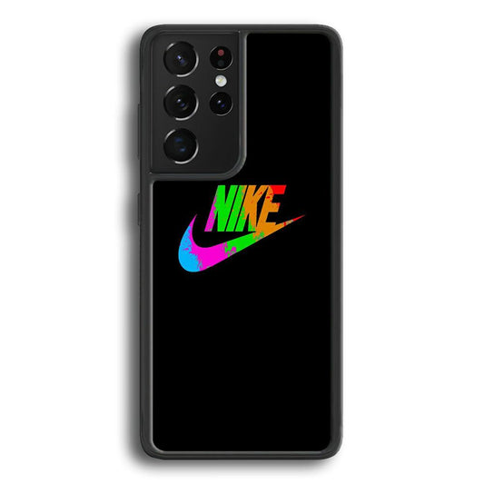 Nike Word Rainbow Samsung Galaxy S22 Ultra Case-Rubber Black (2D Case)-Oxvistore