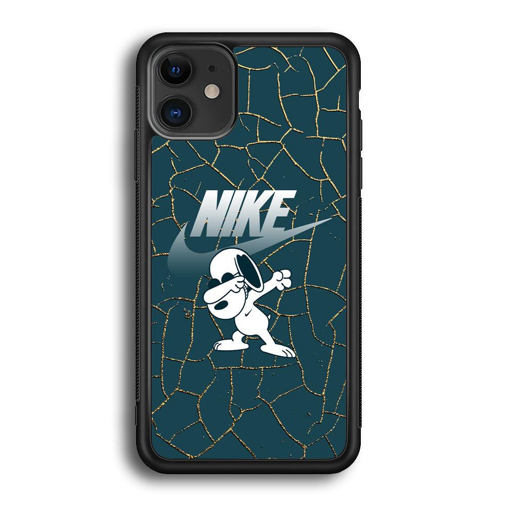 Nike and Snoopy Snoop Dab iPhone 12 Case-Rubber Black (2D Case)-Oxvistore