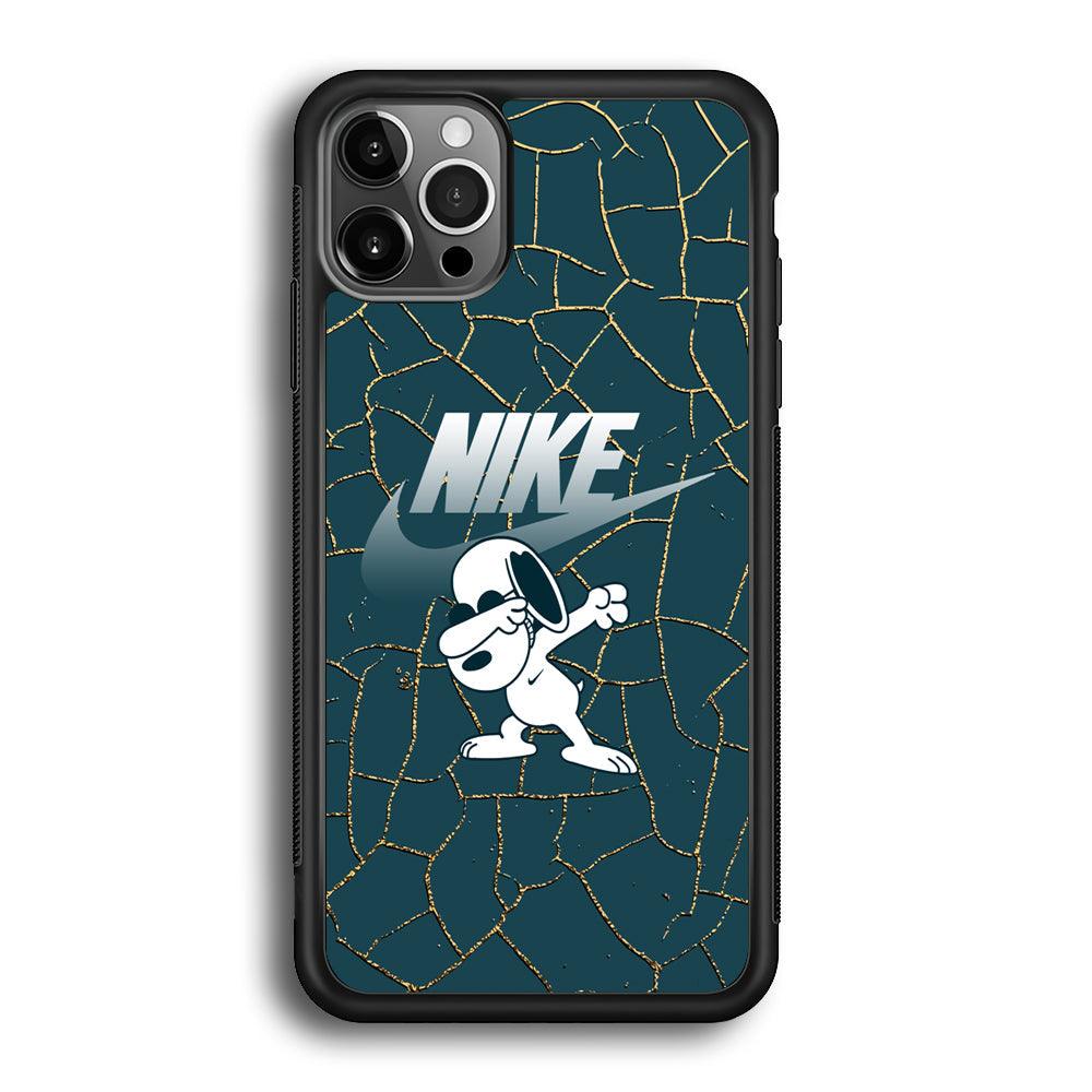 Nike and Snoopy Snoop Dab iPhone 12 Pro Case-Rubber Black (2D Case)-Oxvistore