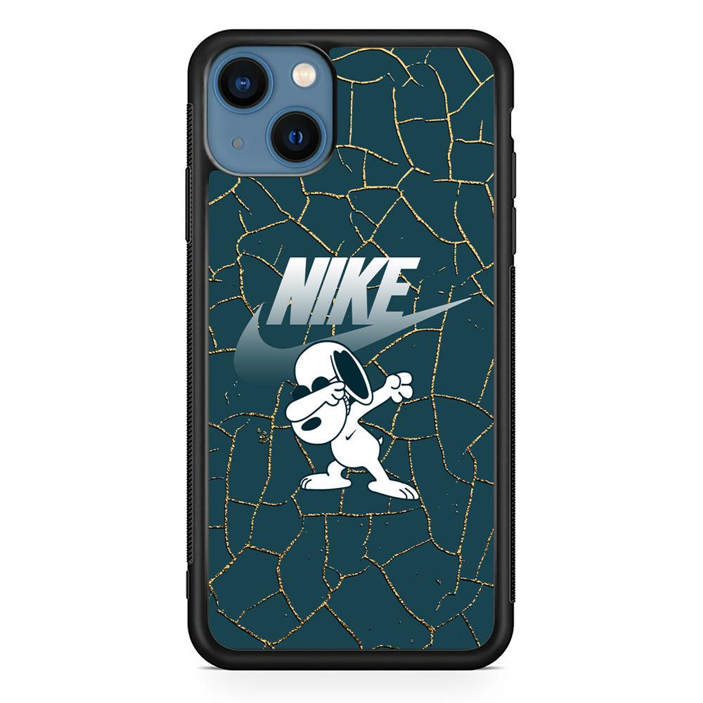 Nike and Snoopy Snoop Dab iPhone 15 Case-Rubber Black (2D Case)-Oxvistore