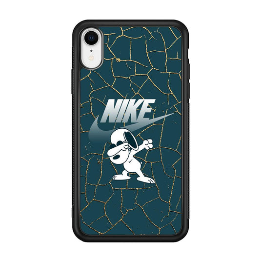 Nike and Snoopy Snoop Dab iPhone XR Case-Rubber Black (2D Case)-Oxvistore