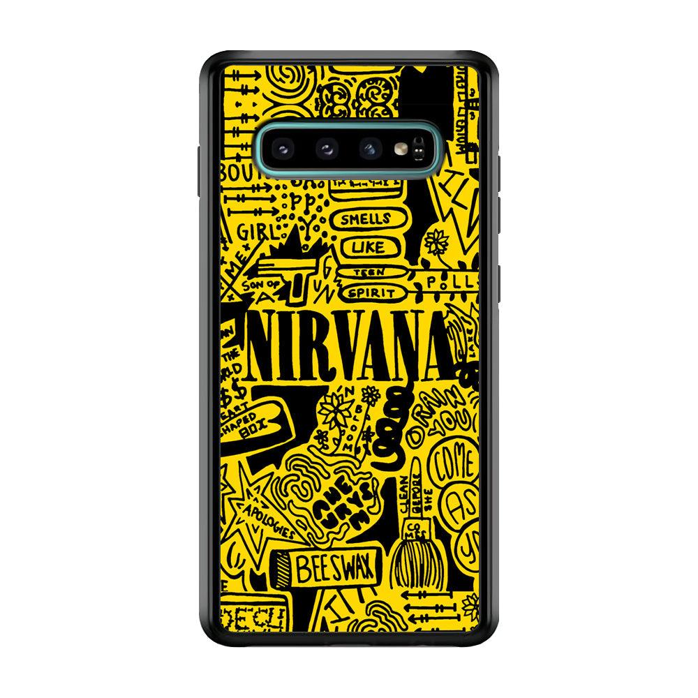 Nirvana Doodle Art Samsung Galaxy S10 Case-Rubber Black (2D Case)-Oxvistore