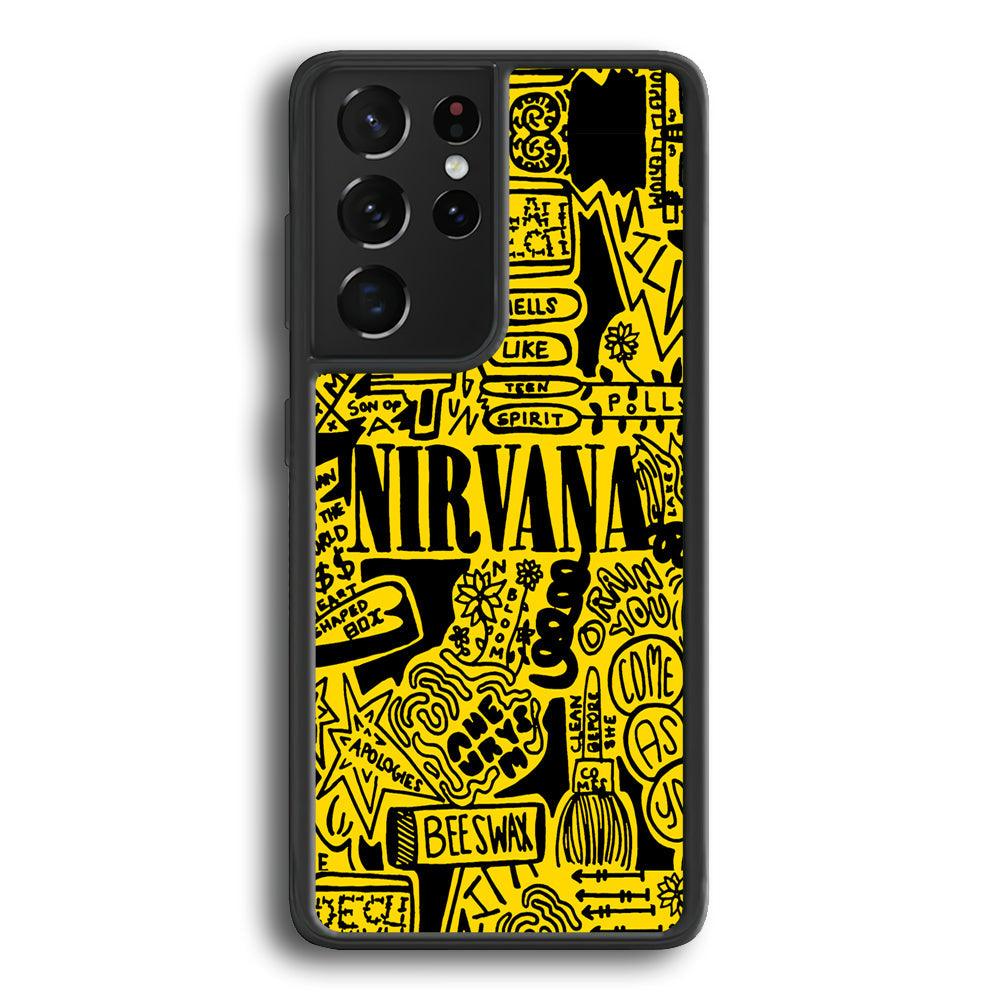 Nirvana Doodle Art Samsung Galaxy S21 Ultra Case-Rubber Black (2D Case)-Oxvistore