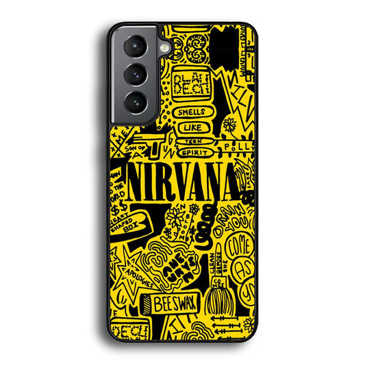 Nirvana Doodle Art Samsung Galaxy S23 Plus Case-Rubber Black (2D Case)-Oxvistore