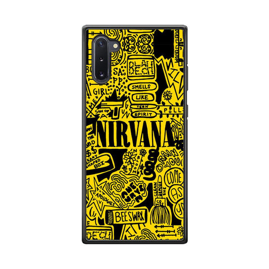 Nirvana Doodle Art Samsung Galaxy Note 10 Case-Rubber Black (2D Case)-Oxvistore