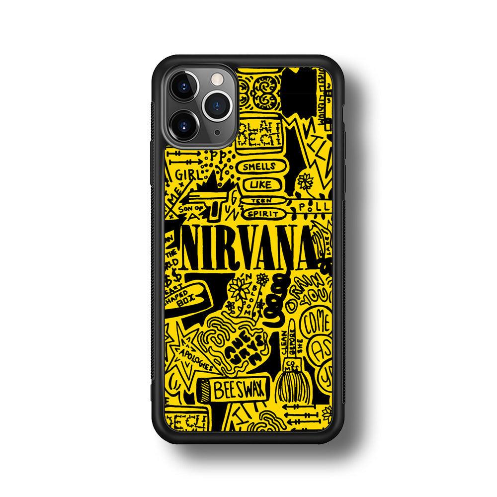 Nirvana Doodle Art iPhone 11 Pro Max Case-Rubber Black (2D Case)-Oxvistore