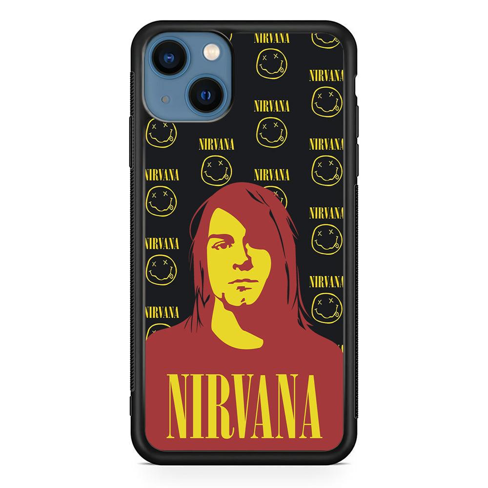 Nirvana Kurt Cobain Silhouettes iPhone 13 Case-Rubber White (2D Case)-Oxvistore