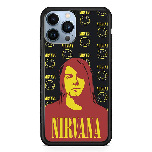 Nirvana Kurt Cobain Silhouettes iPhone 14 Pro Max Case-Rubber White (2D Case)-Oxvistore