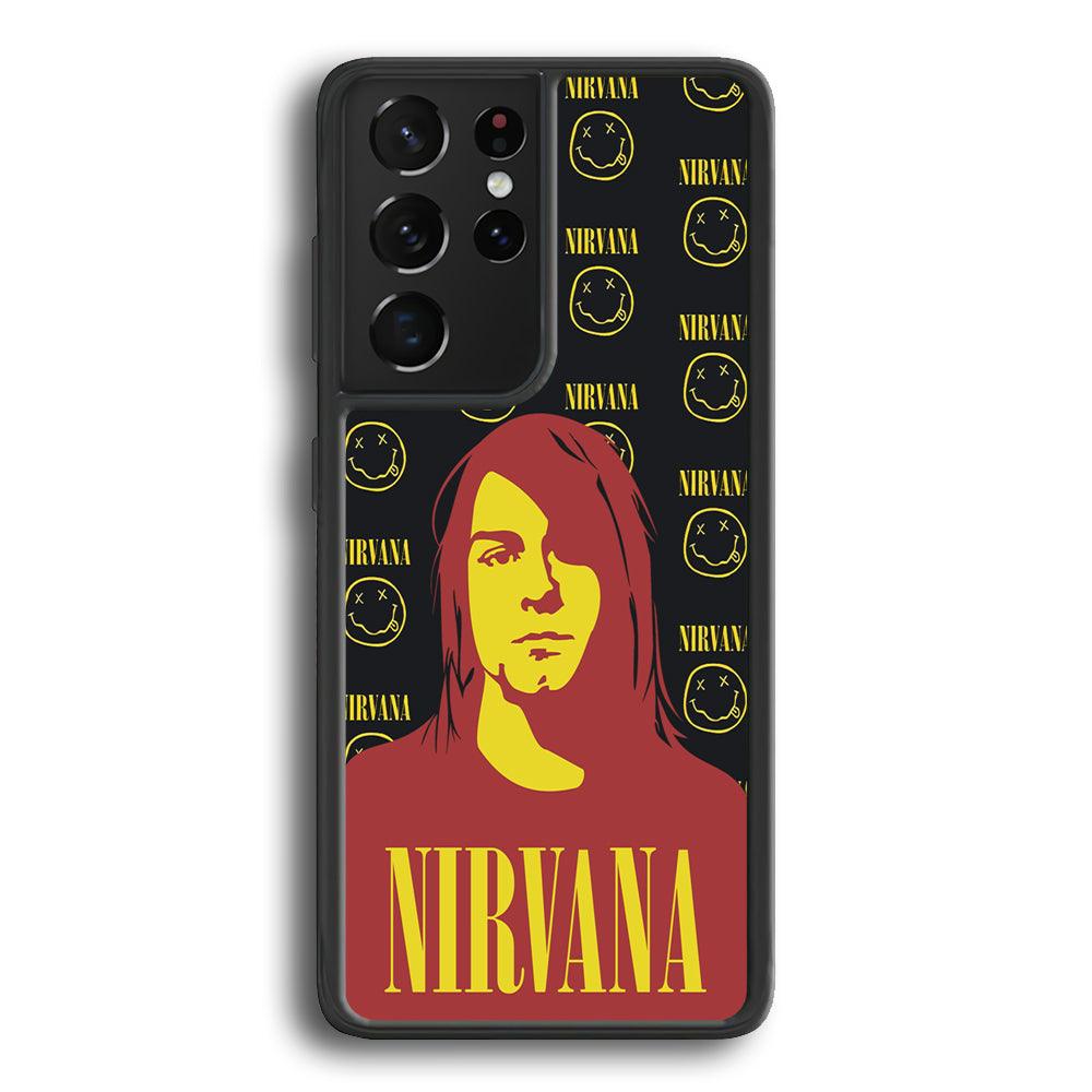 Nirvana Kurt Cobain Silhouettes Samsung Galaxy S23 Ultra Case-Rubber Black (2D Case)-Oxvistore