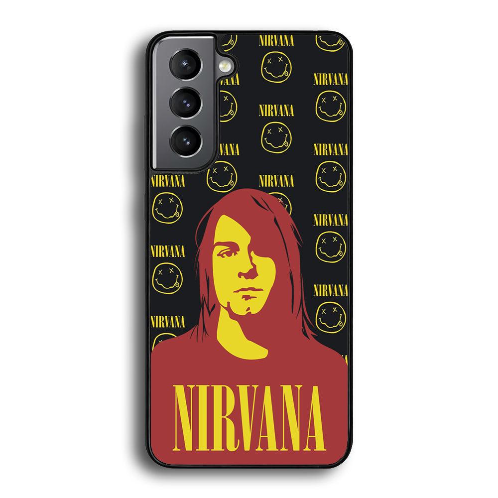 Nirvana Kurt Cobain Silhouettes Samsung Galaxy S22 Plus Case-Rubber Black (2D Case)-Oxvistore