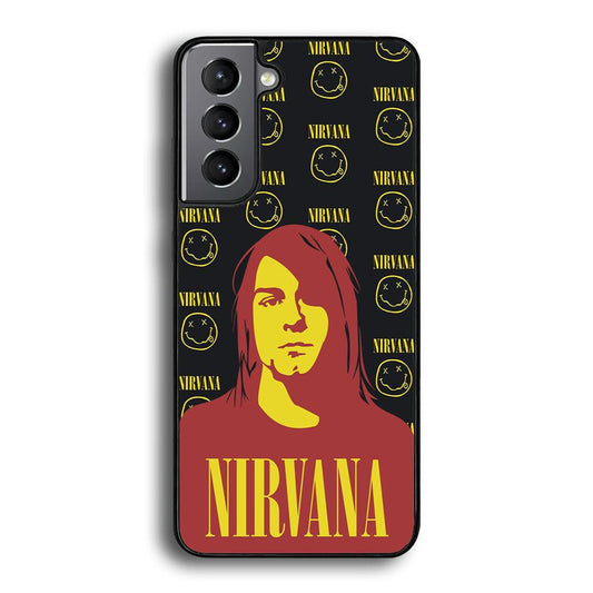 Nirvana Kurt Cobain Silhouettes Samsung Galaxy S22 Plus Case-Rubber Black (2D Case)-Oxvistore