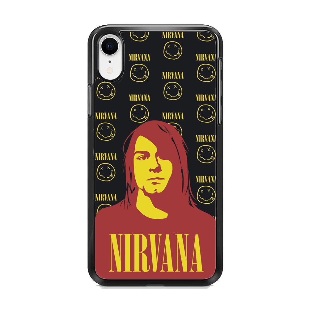 Nirvana Kurt Cobain Silhouettes iPhone XR Case-Rubber Black (2D Case)-Oxvistore