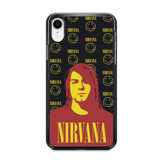 Nirvana Kurt Cobain Silhouettes iPhone XR Case-Rubber Black (2D Case)-Oxvistore