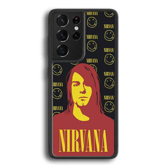 Nirvana Kurt Cobain Silhouettes Samsung Galaxy S24 Ultra Case-Rubber Black (2D Case)-Oxvistore