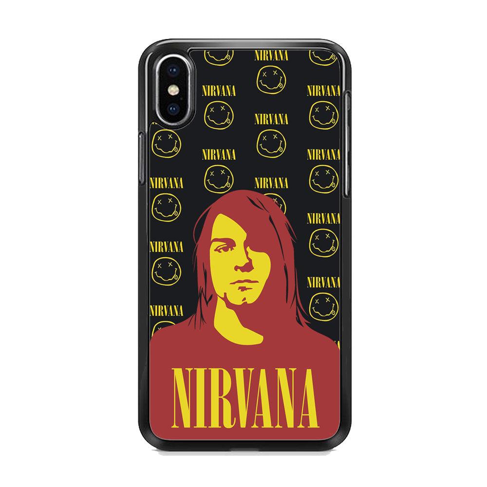 Nirvana Kurt Cobain Silhouettes iPhone XS MAX Case-Rubber Black (2D Case)-Oxvistore