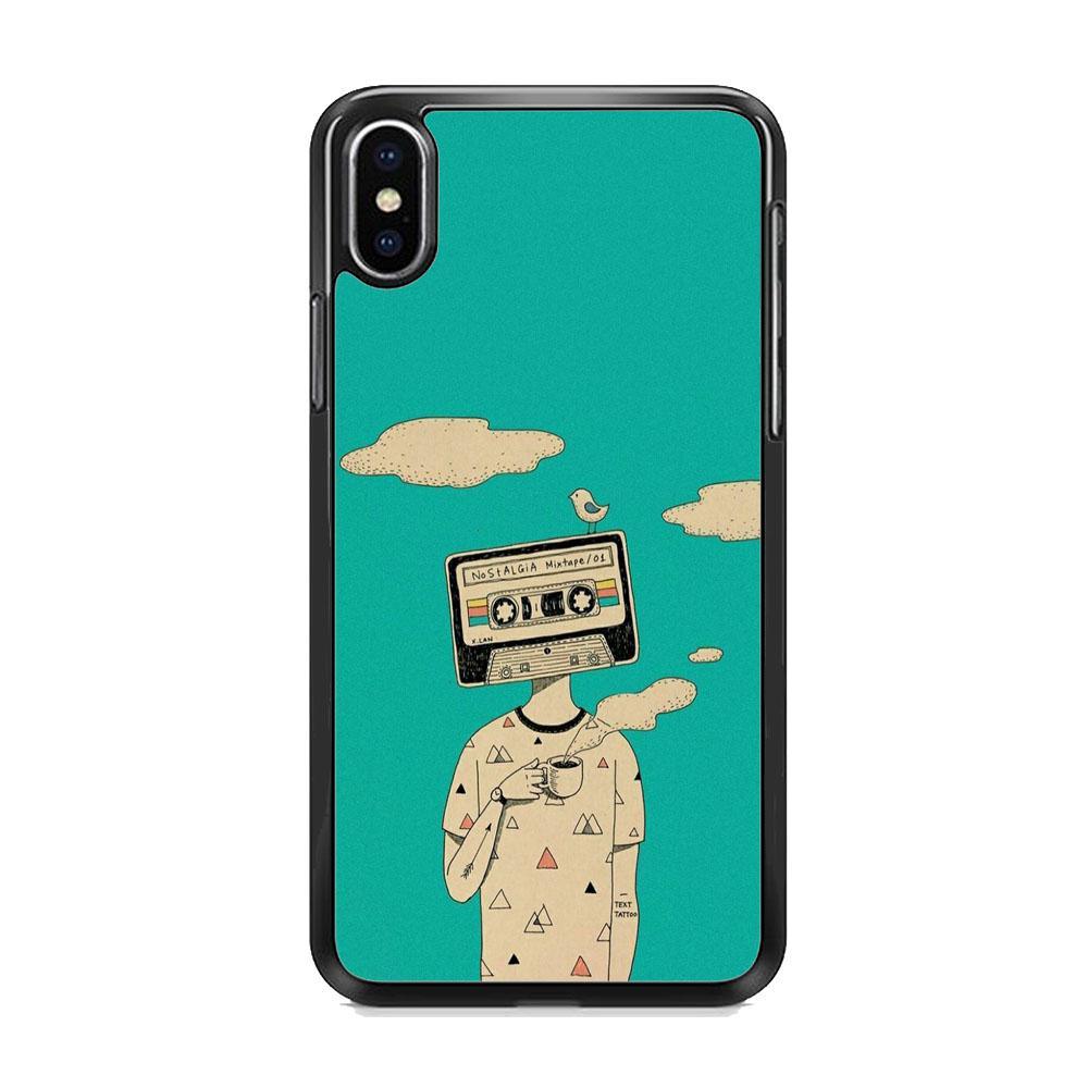 Nostalgia Mixtape iPhone XS MAX Case-Rubber Black (2D Case)-Oxvistore