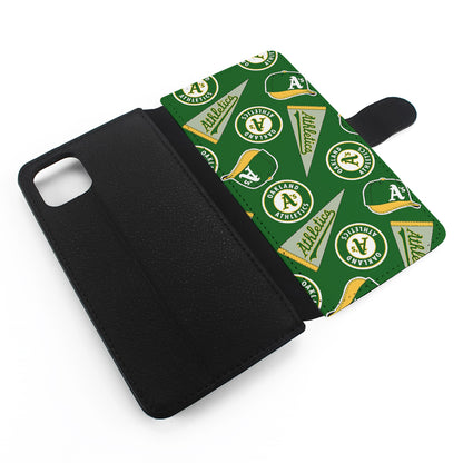 Oakland Athletics Pattern Flip Wallet Phone Case