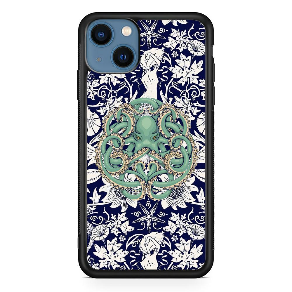 Octopus Ocean Grip iPhone 14 Case-Rubber White (2D Case)-Oxvistore