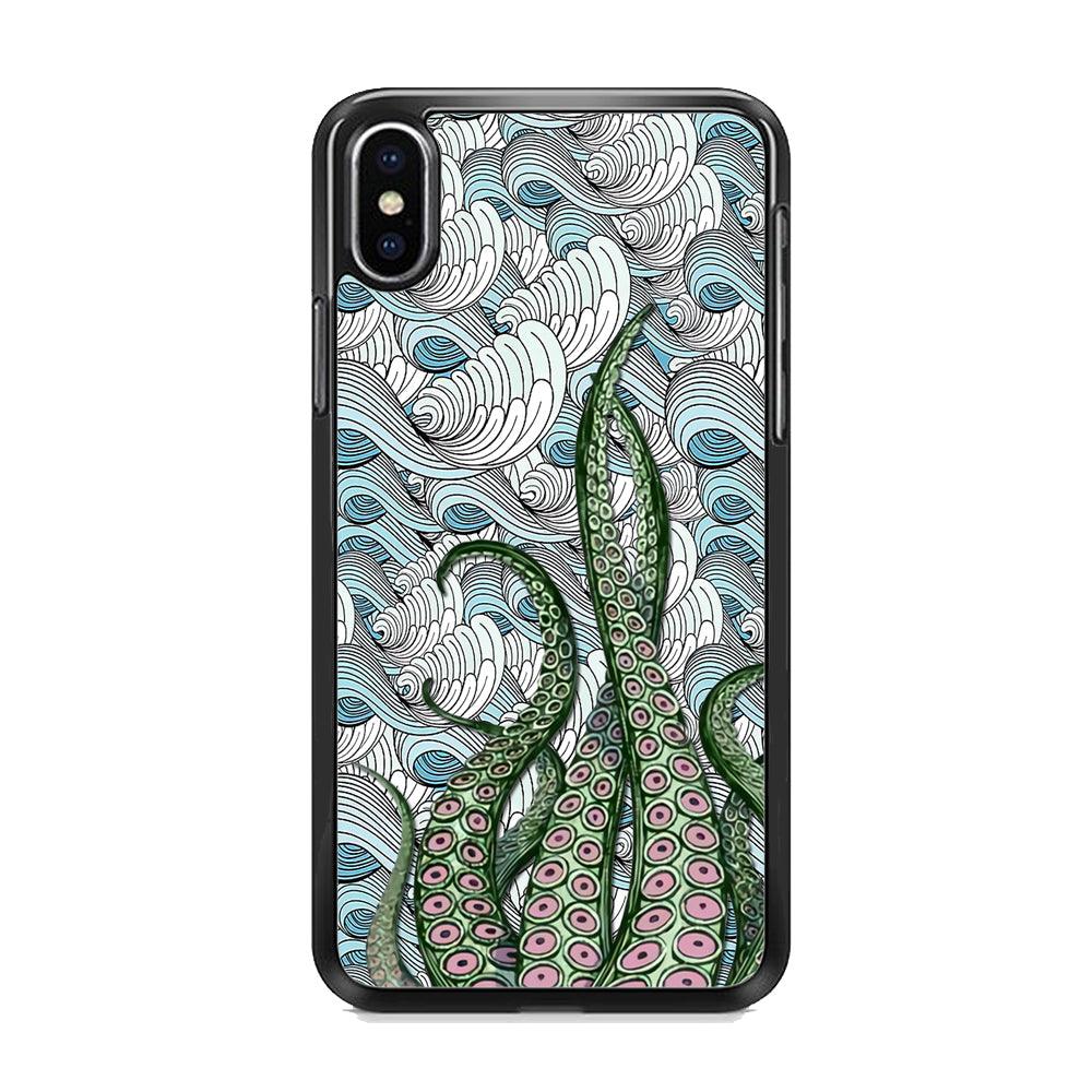 Octopus Exodus iPhone XS Case-Rubber White (2D Case)-Oxvistore
