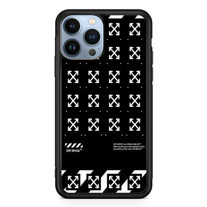 Off White Logo Black Pattern 2D Rubber Phone Case-Black-Oxvistore