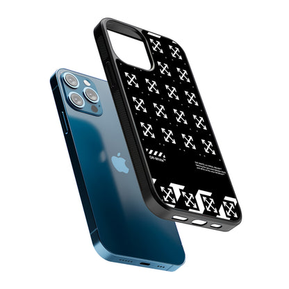 Off White Logo Black Pattern 2D Rubber Phone Case-Oxvistore