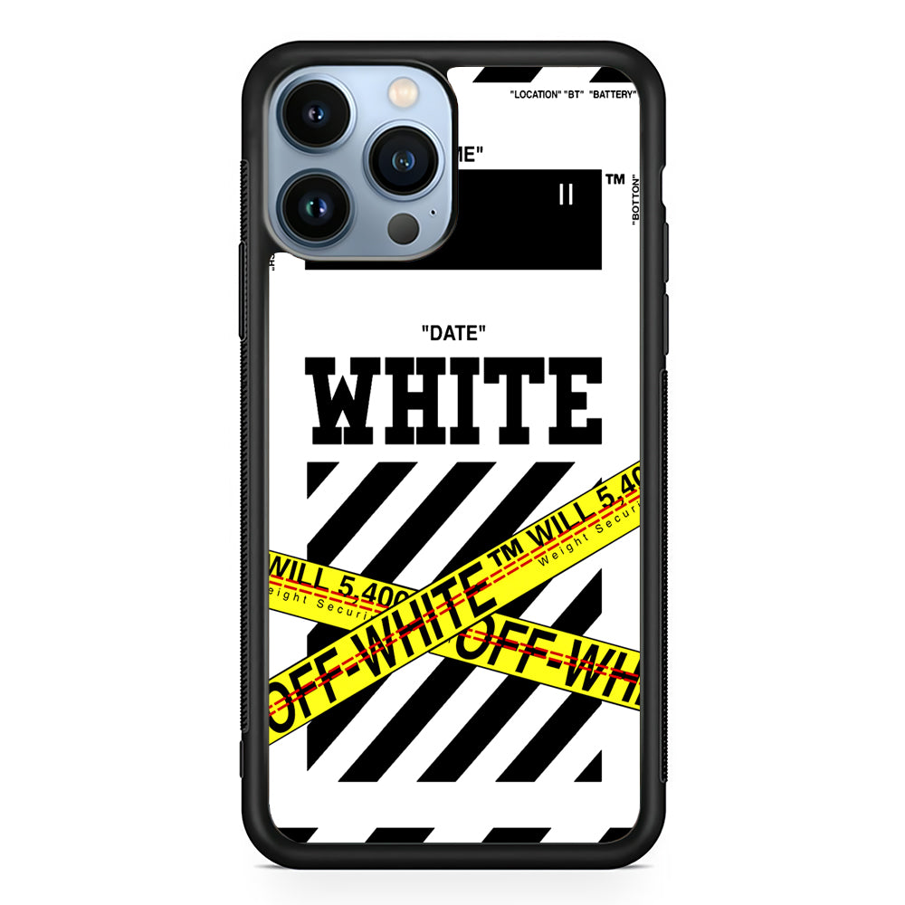 Off White Warning Line 2D Rubber Phone Case-Black-Oxvistore