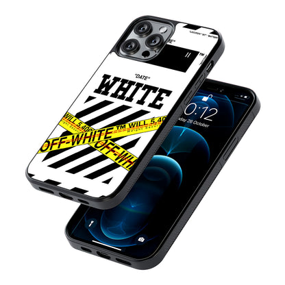 Off White Warning Line 2D Rubber Phone Case-Oxvistore