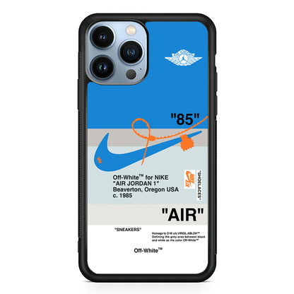 Off White x Nike Air Jordan Blue 2D Rubber Phone Case-Black-Oxvistore
