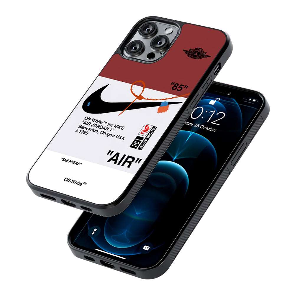 Off White x Nike Air Jordan Red 2D Rubber Phone Case-Oxvistore