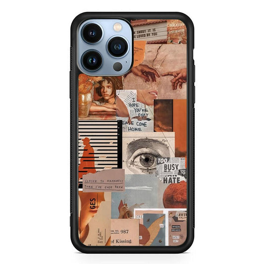 Old Paper Busy Eyes iPhone 14 Pro Max Case-Rubber White (2D Case)-Oxvistore