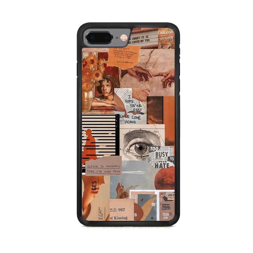 Old Paper Busy Eyes iPhone 8 Plus Case-Rubber Black (2D Case)-Oxvistore