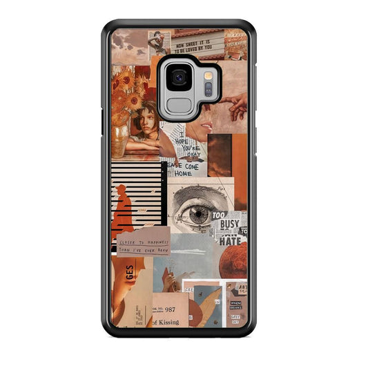 Old Paper Busy Eyes Samsung Galaxy S9 Case-Rubber Black (2D Case)-Oxvistore