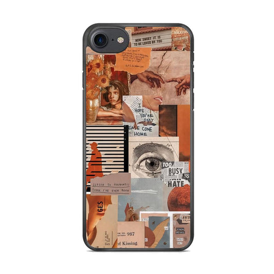 Old Paper Busy Eyes iPhone 7 Case-Rubber Black (2D Case)-Oxvistore