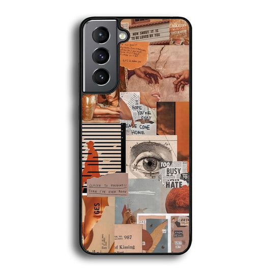 Old Paper Busy Eyes Samsung Galaxy S21 Case-Rubber White (2D Case)-Oxvistore