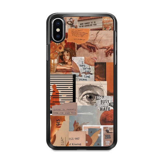 Old Paper Busy Eyes iPhone X Case-Rubber White (2D Case)-Oxvistore