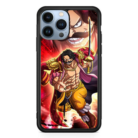 One Piece Gol D Roger Feel The Beast iPhone 14 Pro Case-Rubber Black (2D Case)-Oxvistore