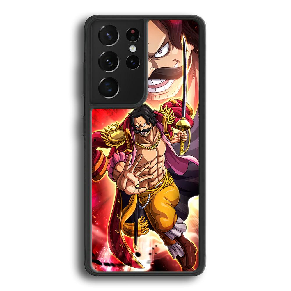 One Piece Gol D Roger Feel The Beast Samsung Galaxy S21 Ultra Case-Rubber Black (2D Case)-Oxvistore