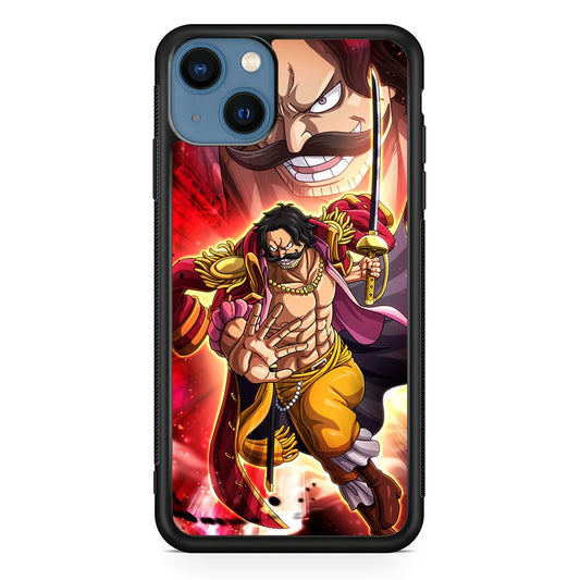 One Piece Gol D Roger Feel The Beast iPhone 14 Plus Case-Rubber Black (2D Case)-Oxvistore