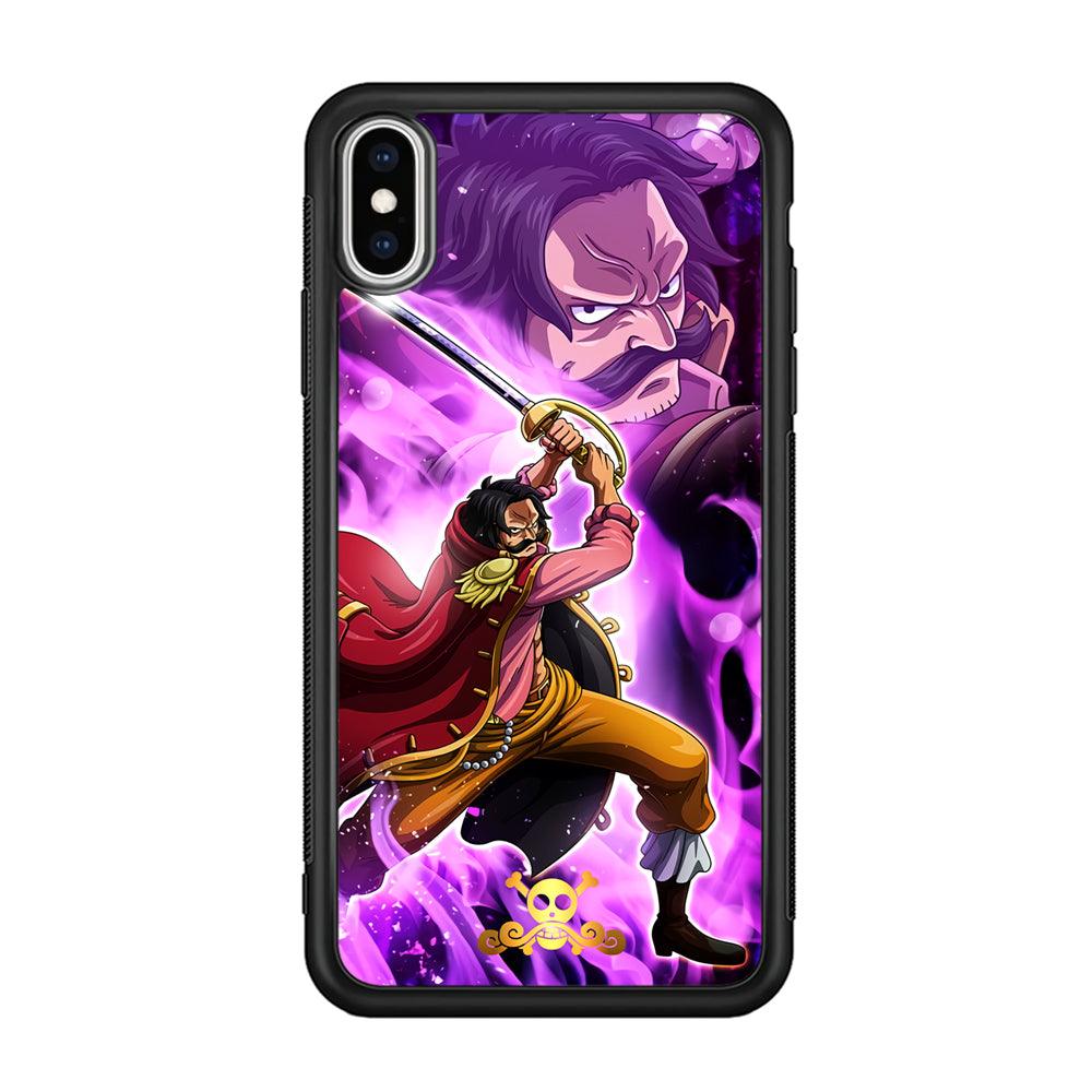 One Piece Gol D Roger Haki Kamusari iPhone Xs Max Case-Rubber Black (2D Case)-Oxvistore