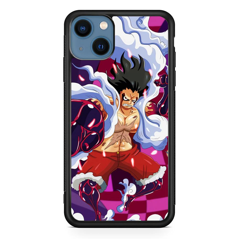 One Piece Luffy Gear 4 iPhone 13 Case-Rubber Black (2D Case)-Oxvistore