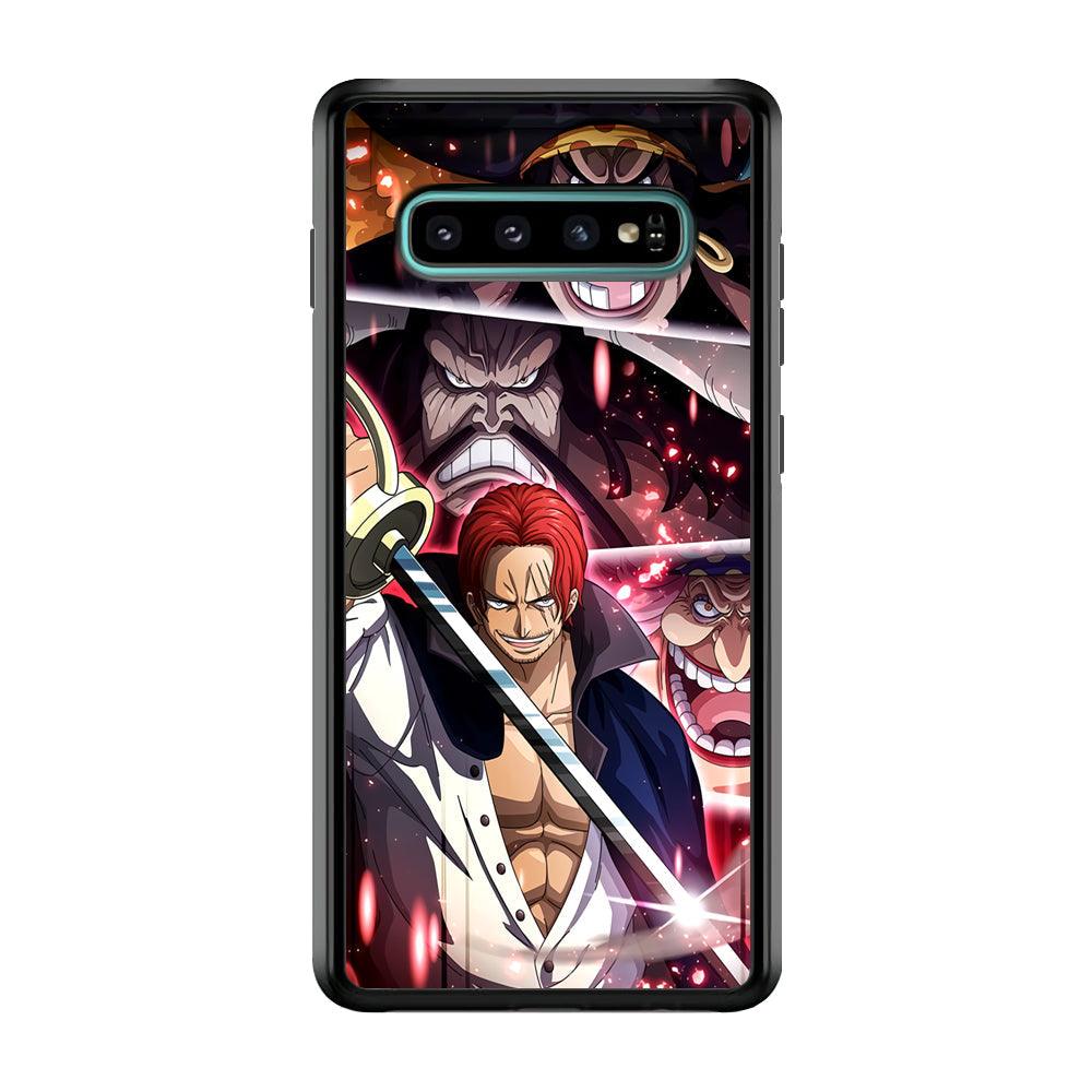 One Piece Shanks The Yonko Samsung Galaxy S10 Case-Rubber Black (2D Case)-Oxvistore