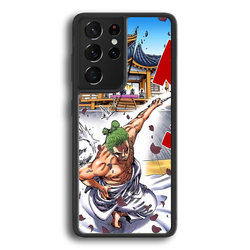 One Piece Zoro Invisible Cut Samsung Galaxy S24 Ultra Case-Rubber Black (2D Case)-Oxvistore