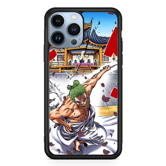One Piece Zoro Invisible Cut iPhone 13 Pro Max Case-Rubber Black (2D Case)-Oxvistore