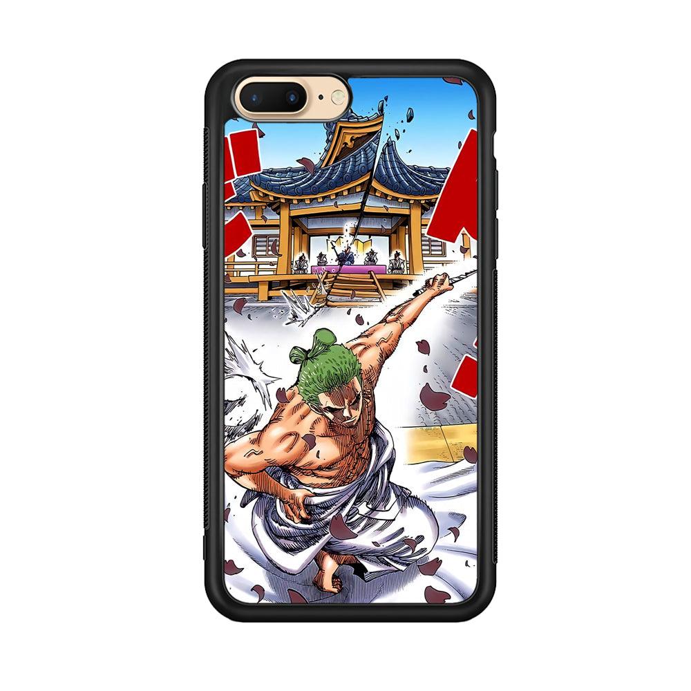 One Piece Zoro Invisible Cut iPhone 8 Plus Case-Rubber Black (2D Case)-Oxvistore