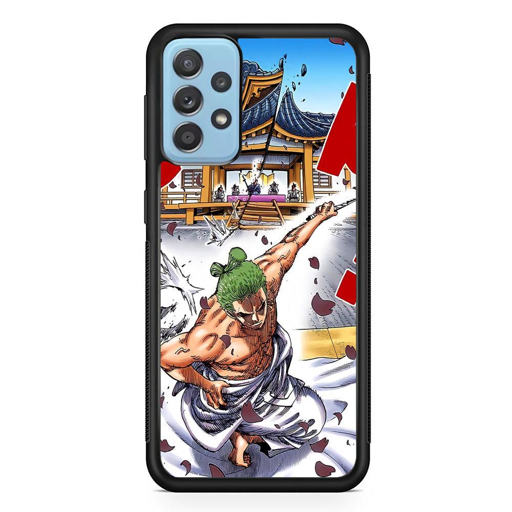 One Piece Zoro Invisible Cut Samsung Galaxy A52 Case-Rubber Black (2D Case)-Oxvistore